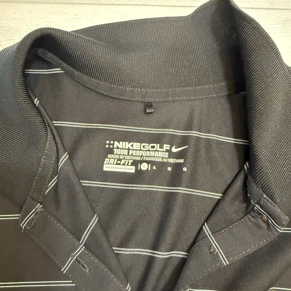 Nike Golf women's sleeveless polo shirt‎ black and white stripes large
